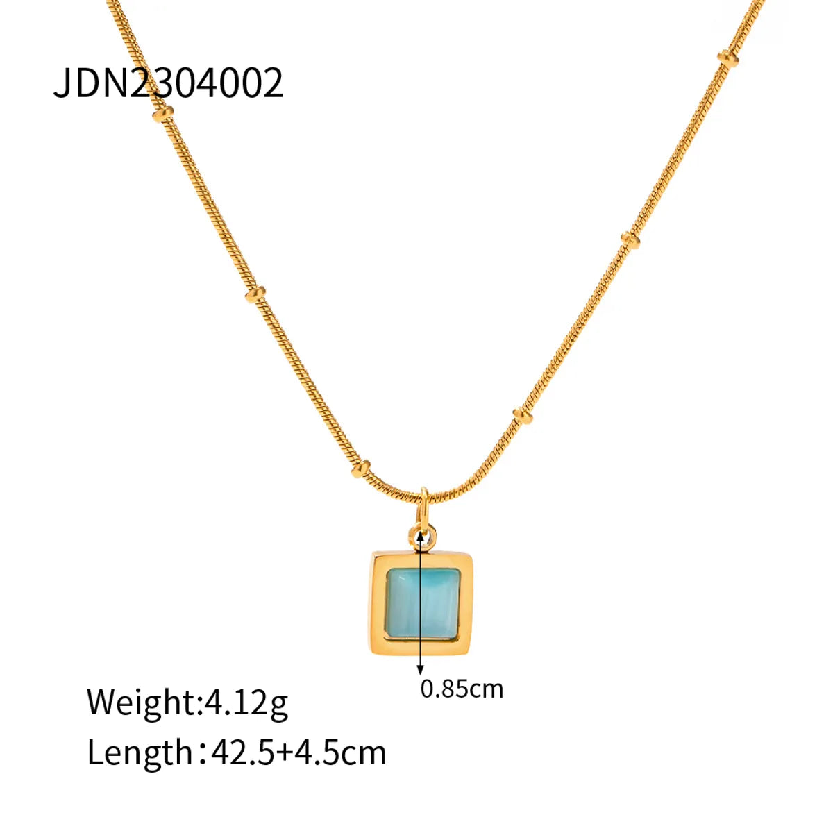 Wholesale Jewelry Elegant Square Oval Heart Shape Stainless Steel Opal Plating Inlay Pendant Necklace