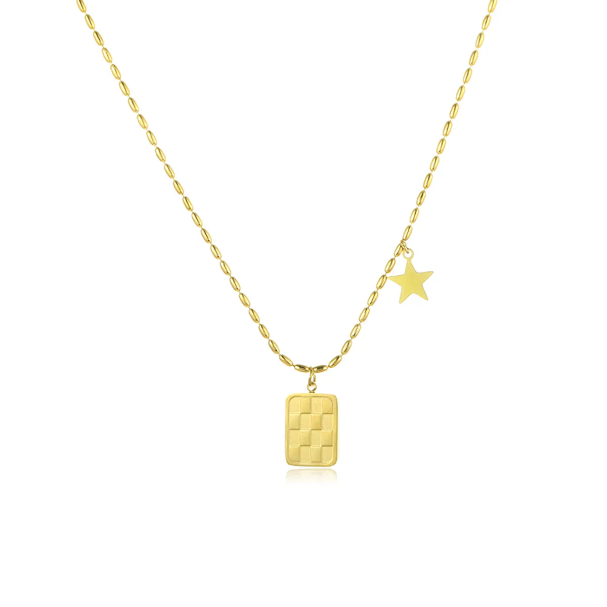 Elegant Square Star Stainless Steel Plating 18k Gold Plated Pendant Necklace