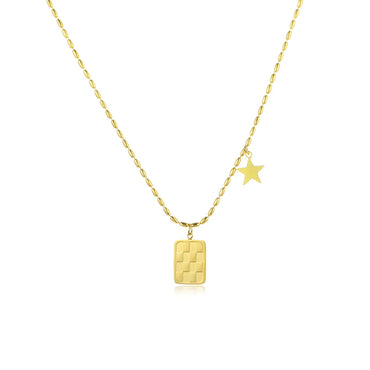 Elegant Square Star Stainless Steel Plating 18k Gold Plated Pendant Necklace