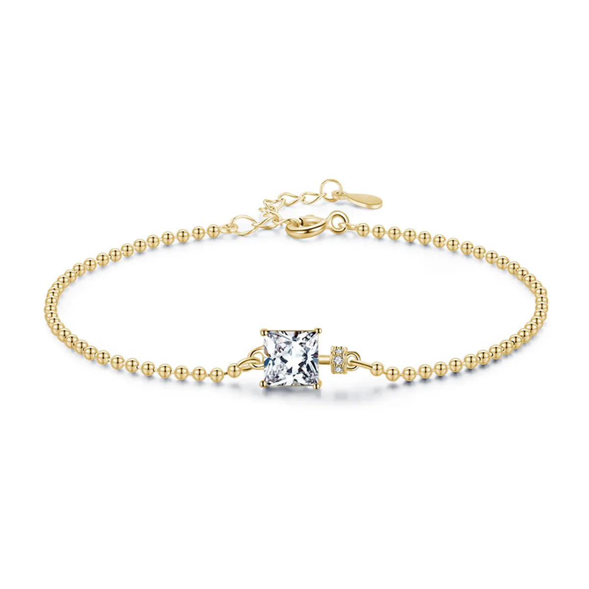 Elegant Square Sterling Silver Plating Inlay Zircon 14k Gold Plated Rhodium Plated Bracelets