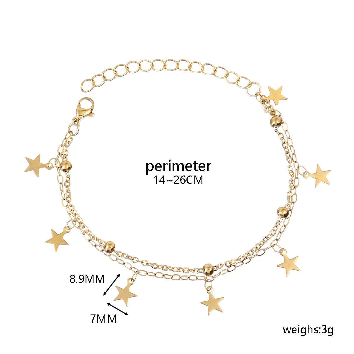 Elegant Star 304 Stainless Steel 18K Gold Plated Bracelets In Bulk