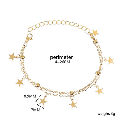 Elegant Star 304 Stainless Steel 18K Gold Plated Bracelets In Bulk