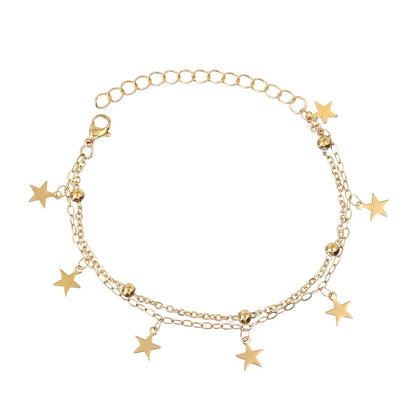 Elegant Star 304 Stainless Steel 18K Gold Plated Bracelets In Bulk