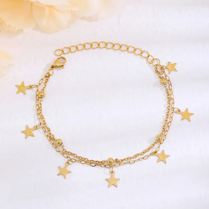 Elegant Star 304 Stainless Steel 18K Gold Plated Bracelets In Bulk