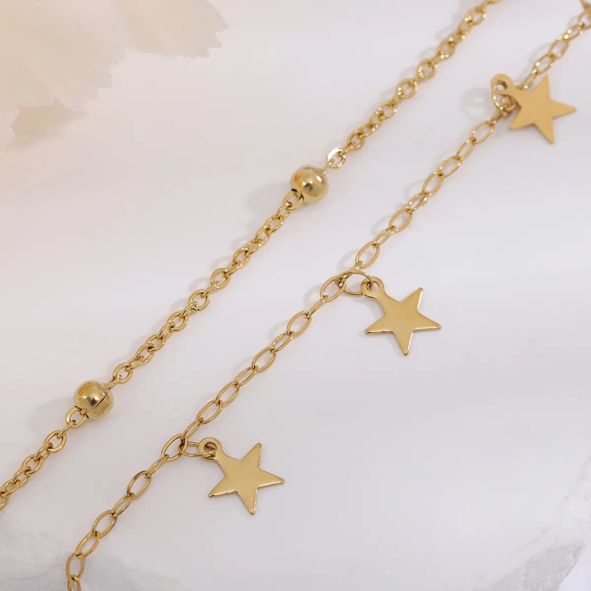 Elegant Star 304 Stainless Steel 18K Gold Plated Bracelets In Bulk