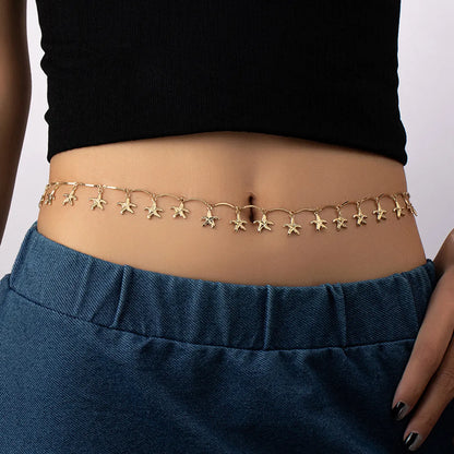 Elegant Starfish Conch Shell Alloy Ferroalloy Plating 14k Gold Plated Women's Waist Chain