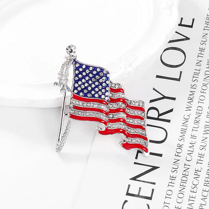 Elegant Streetwear American Flag Alloy Inlay Rhinestones Women'S Brooches