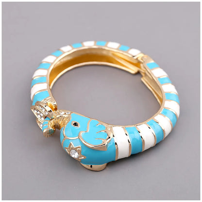 Elegant Streetwear Animal Alloy Enamel Inlay Artificial Diamond Women's Bangle