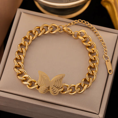 Elegant Streetwear Butterfly Titanium Steel Plating Bracelets