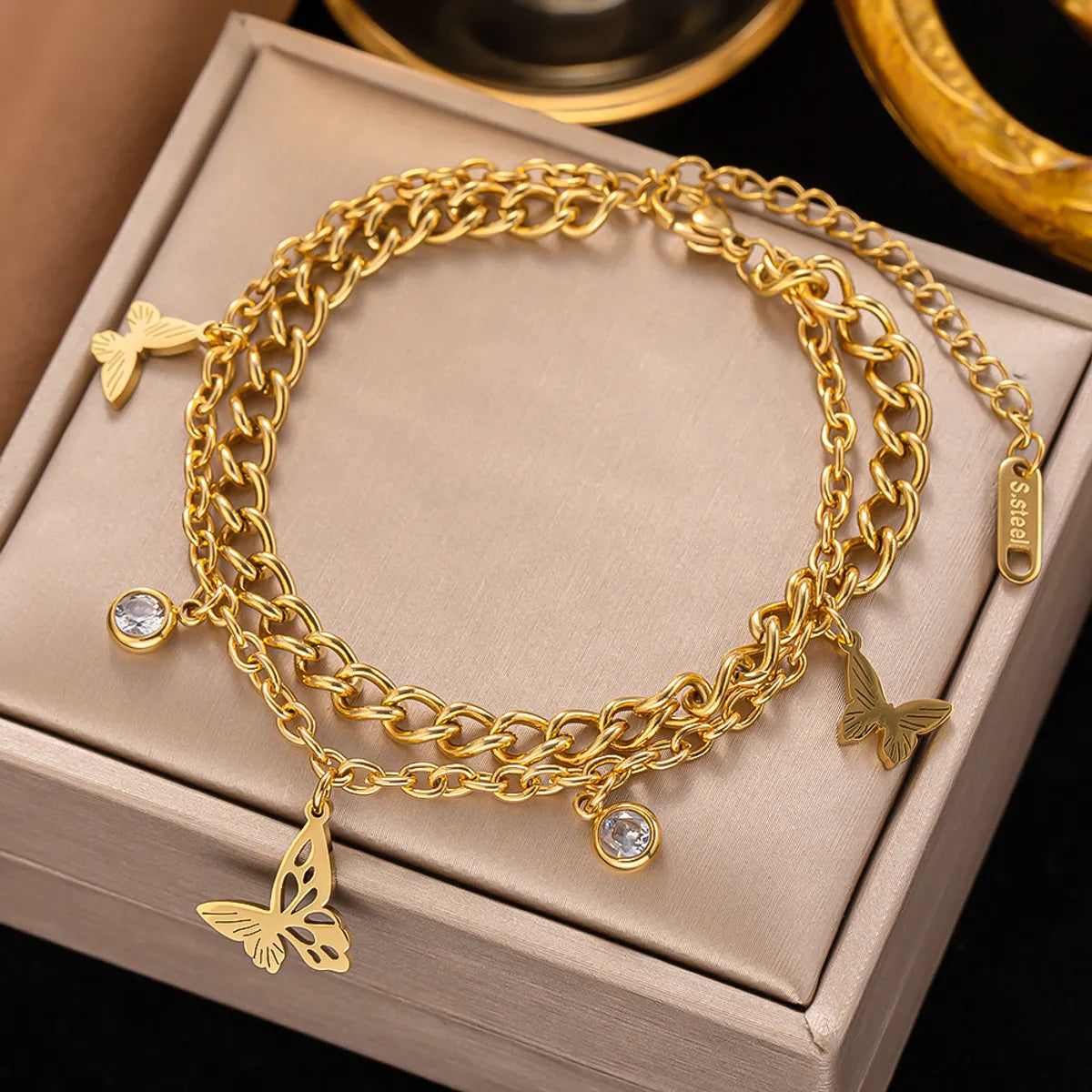 Elegant Streetwear Butterfly Titanium Steel Plating Bracelets