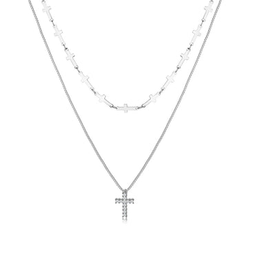 Elegant Streetwear Cross Alloy Zinc Alloy Wholesale Layered Necklaces