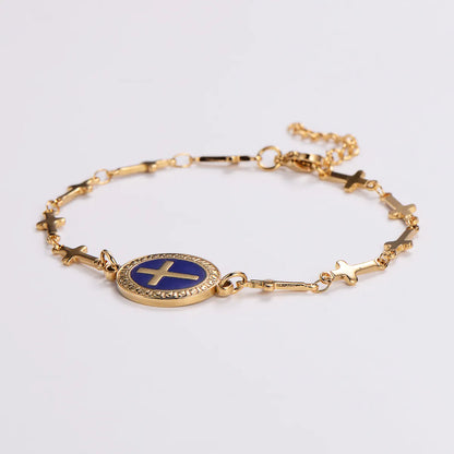 Elegant Streetwear Cross Stainless Steel Plating 18k Gold Plated Bracelets