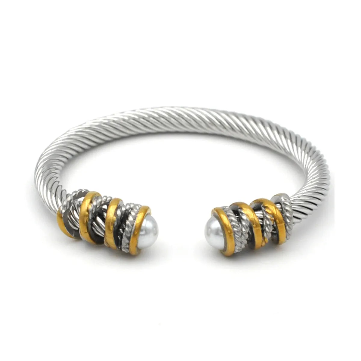 Elegant Curve Stainless Steel Plating Twisted Cable Bracelet