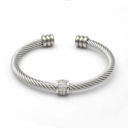 Elegant Curve Stainless Steel Plating Twisted Cable Bracelet