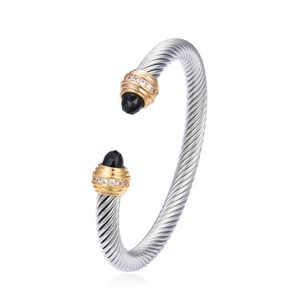 Elegant Curve Stainless Steel Plating Twisted Cable Bracelet