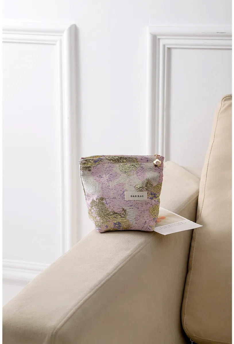 Elegant Streetwear Floral Canvas Square Makeup Bags