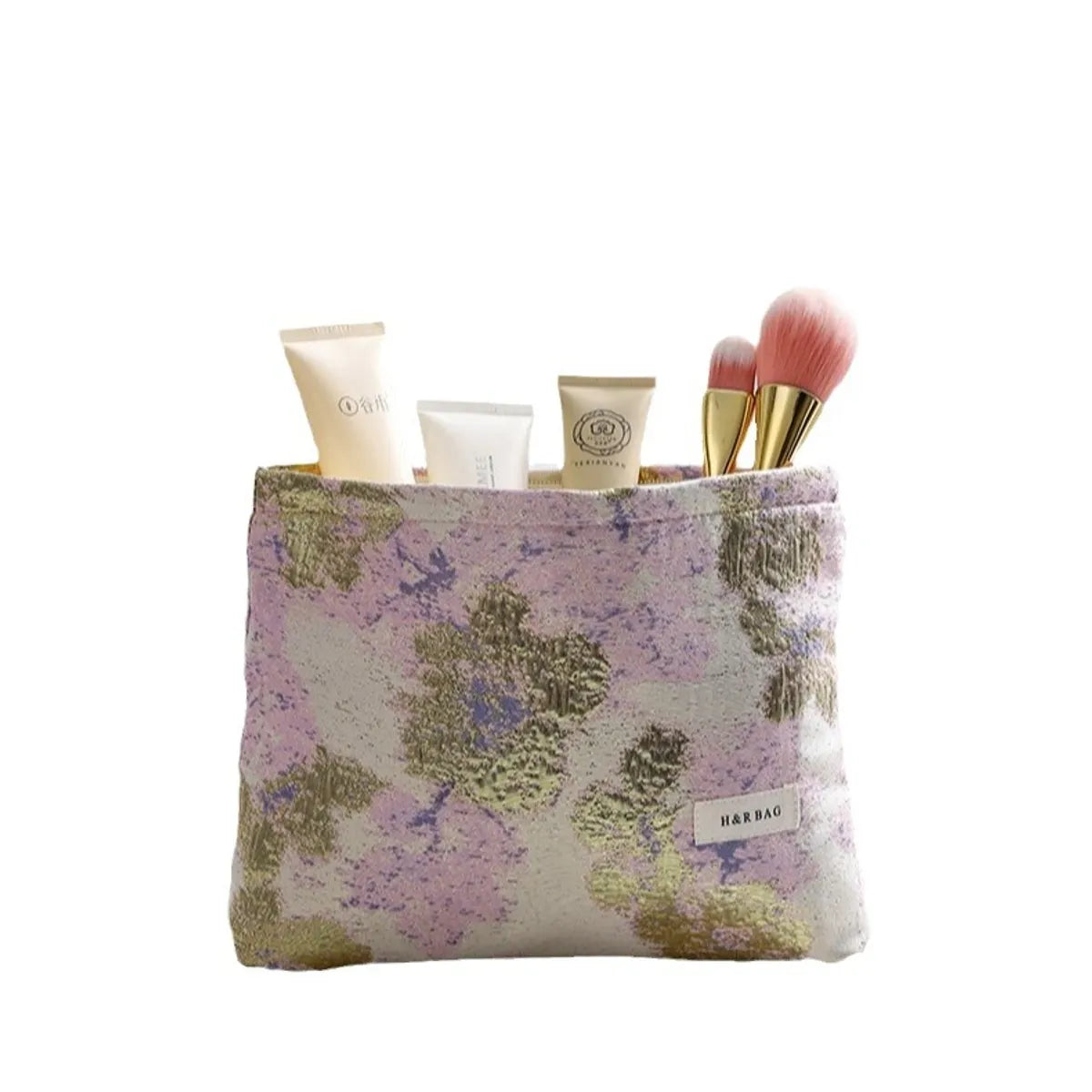 Elegant Streetwear Floral Canvas Square Makeup Bags