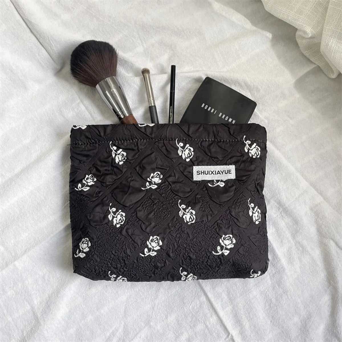 Elegant Streetwear Flower Canvas Square Makeup Bags