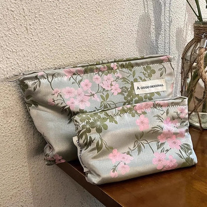 Elegant Streetwear Flower Cotton Square Makeup Bags