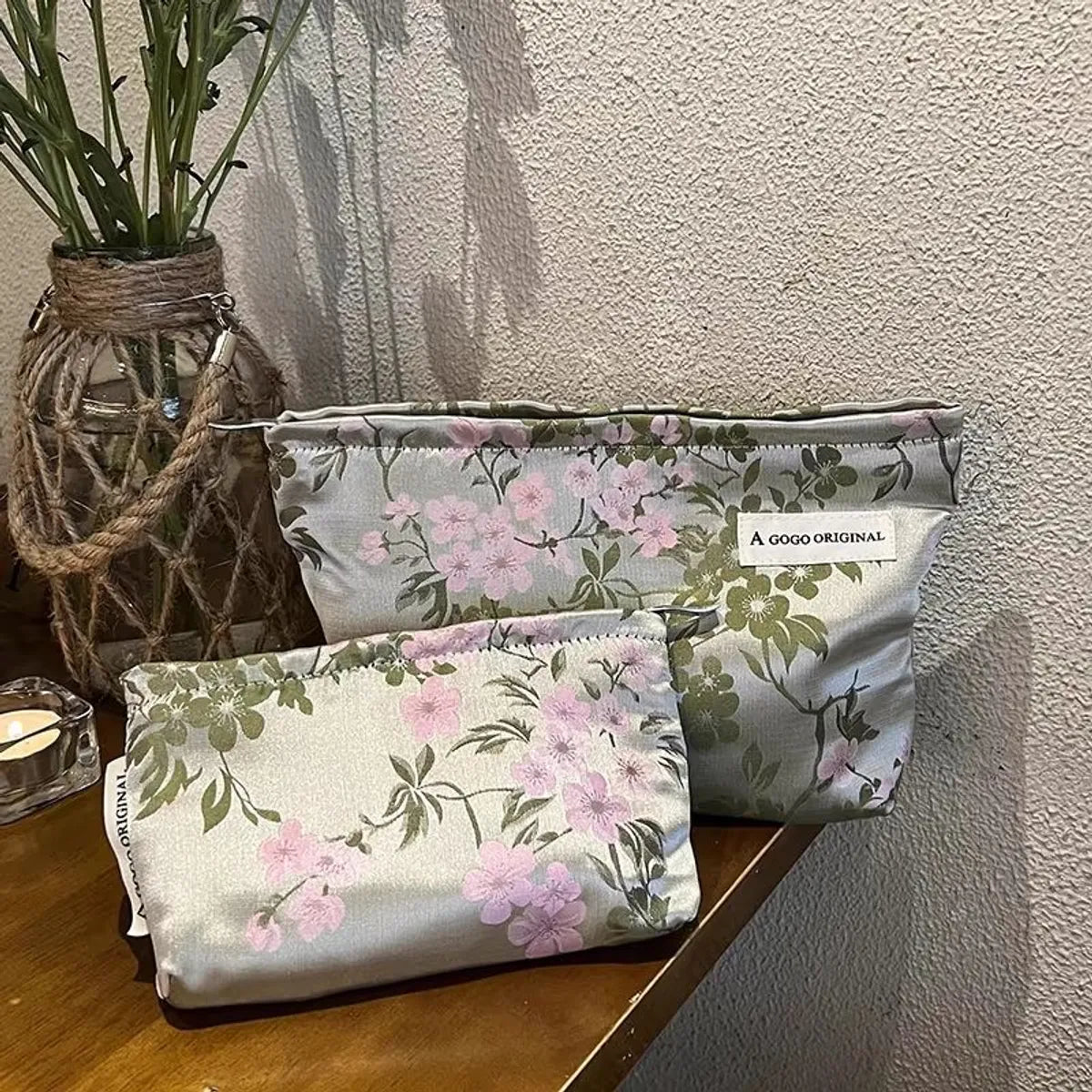 Elegant Streetwear Flower Cotton Square Makeup Bags