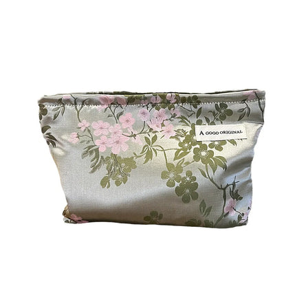 Elegant Streetwear Flower Silk Square Makeup Bags