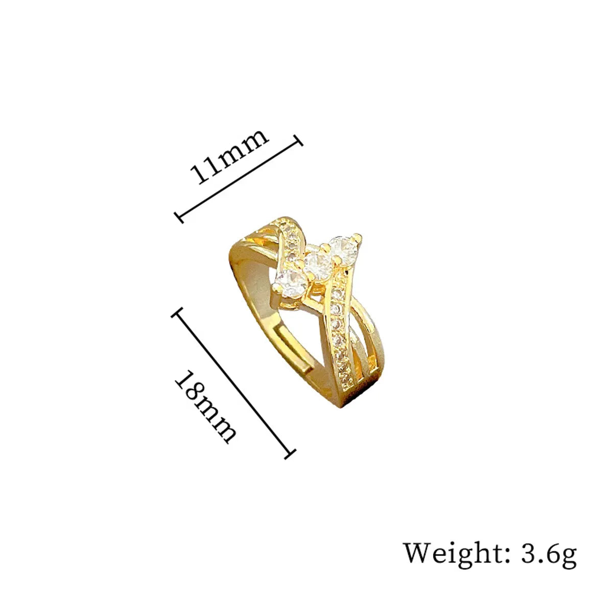 Elegant Streetwear Geometric Brass Inlay Artificial Gemstones Gold Plated Open Rings