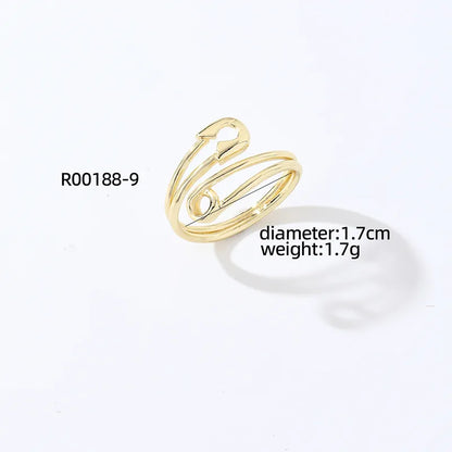 Copper K Gold Plated Elegant Streetwear Plating Inlay Geometric Zircon Open Rings