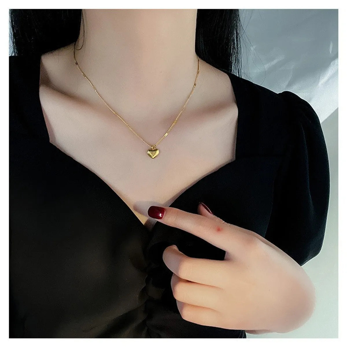 Elegant Streetwear Heart Shape Stainless Steel Titanium Steel Plating Pendant Necklace