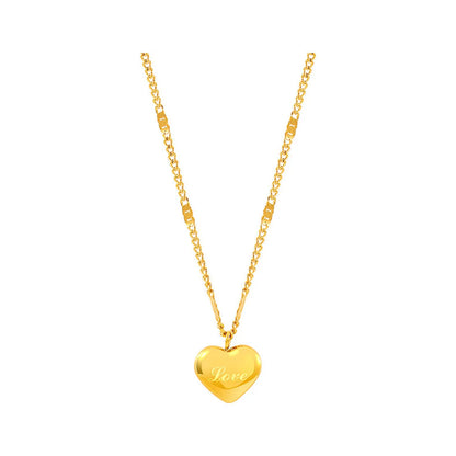 Elegant Streetwear Heart Shape Stainless Steel Titanium Steel Plating Pendant Necklace