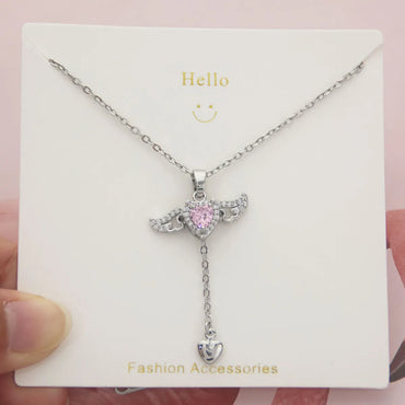 Elegant Streetwear Heart Shape Titanium Steel Plating Inlay Zircon Pendant Necklace