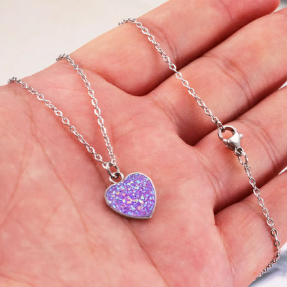 Elegant Streetwear Shiny Heart Shape Stainless Steel Titanium Steel Gold Plated Silver Plated Artificial Gemstones Pendant Necklace In Bulk