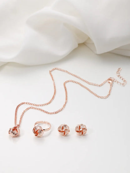 Elegant Streetwear Solid Color Copper Women's Rings Earrings Necklace