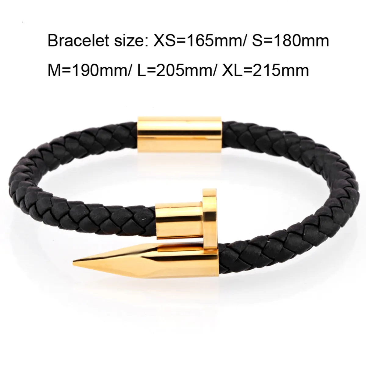 Elegant Streetwear Solid Color Leather Rope Titanium Steel Plating Men'S Cuff Bracelets