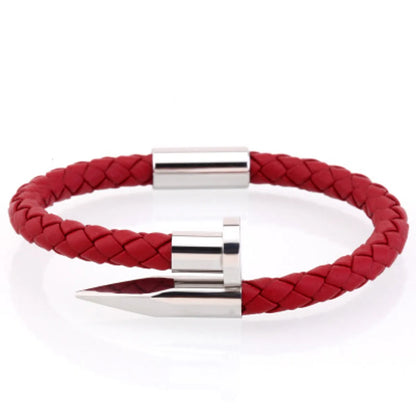 Elegant Streetwear Solid Color Leather Rope Titanium Steel Plating Men'S Cuff Bracelets