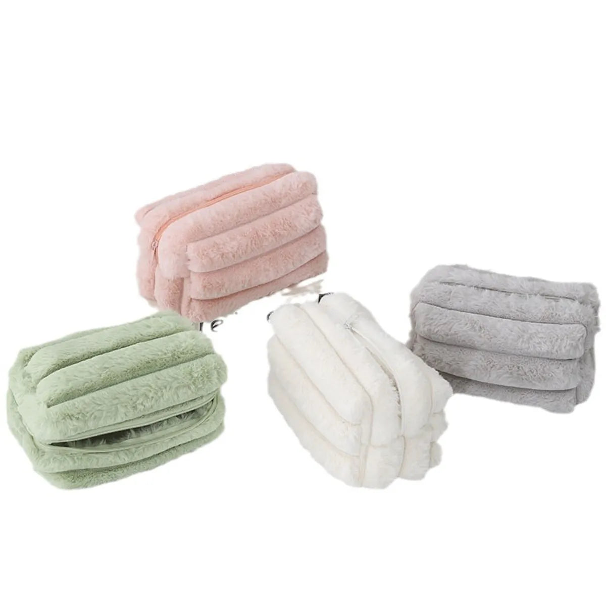 Elegant Streetwear Solid Color Plush Square Makeup Bags