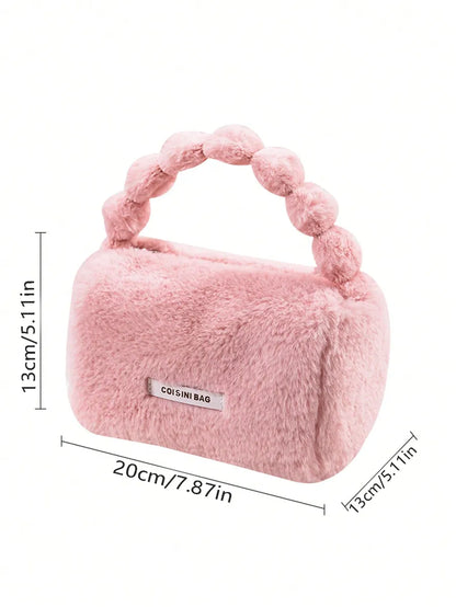 Elegant Streetwear Solid Color Plush Square Makeup Bags