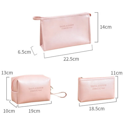 Elegant Streetwear Solid Color Pu Leather Square Makeup Bags