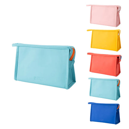 Elegant Streetwear Solid Color Pu Leather Square Makeup Bags