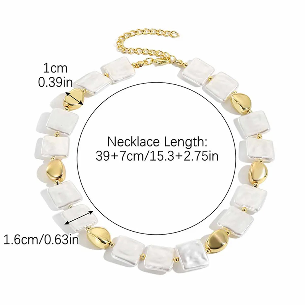 Elegant Streetwear Square Imitation Pearl Alloy Women'S Necklace