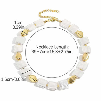 Elegant Streetwear Square Imitation Pearl Alloy Women'S Necklace