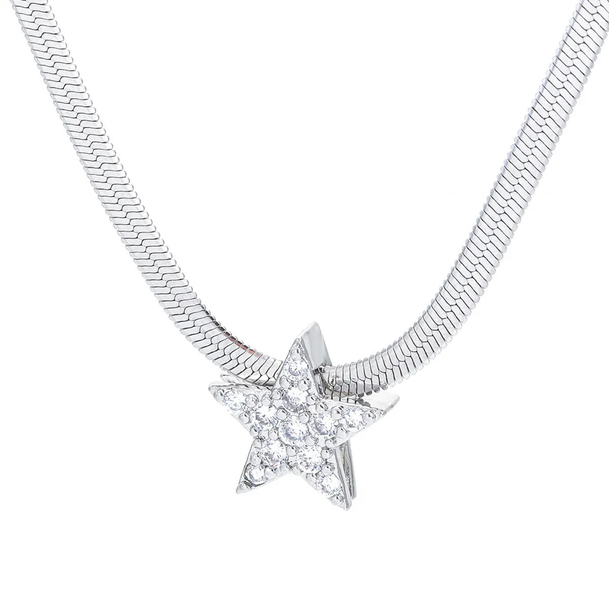 Elegant Streetwear Star Alloy Inlay Zircon Women's Necklace