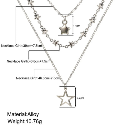 Elegant Streetwear Star Alloy Plating Women'S Layered Necklaces