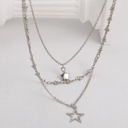 Elegant Streetwear Star Alloy Plating Women'S Layered Necklaces