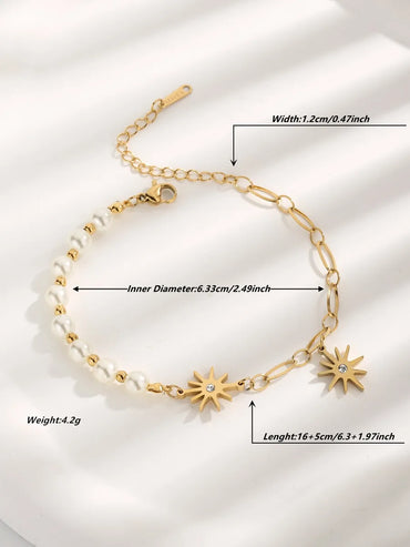 Elegant Streetwear Star Titanium Steel Plating Gold Plated Bracelets