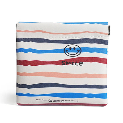 Elegant Streetwear Stripe Pu Leather Square Makeup Bags