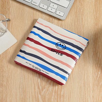 Elegant Streetwear Stripe Pu Leather Square Makeup Bags