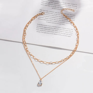 Elegant Streetwear Water Droplets Artificial Rhinestones Zinc Alloy Wholesale Layered Necklaces