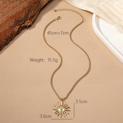 Elegant Sun 14k Gold Plated Alloy Ferroalloy Wholesale Pendant Necklace