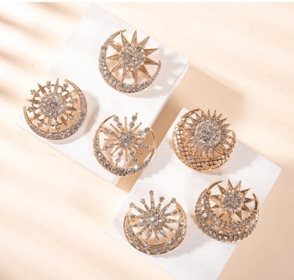 Elegant Sun Moon Alloy Plating Inlay Artificial Diamond Women'S Brooches