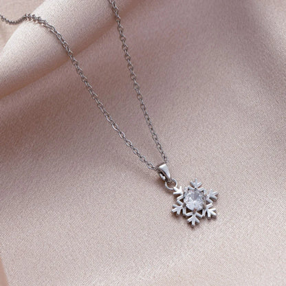 Elegant Swan Starfish Snowflake Stainless Steel Titanium Steel Plating Inlay Zircon White Gold Plated Pendant Necklace